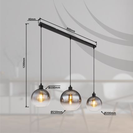 Globo - Suspension sur câble 3xE27/60W/230V