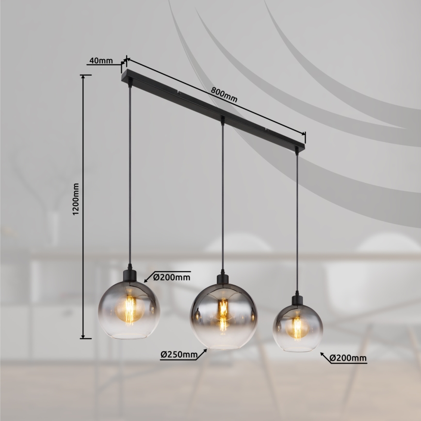 Globo - Suspension sur câble 3xE27/60W/230V