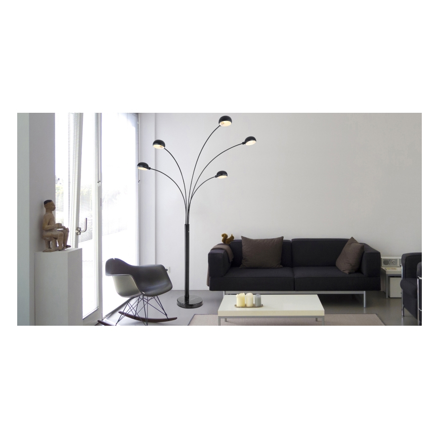 Globo - Lampadaire 5xE14/40W/230V noir
