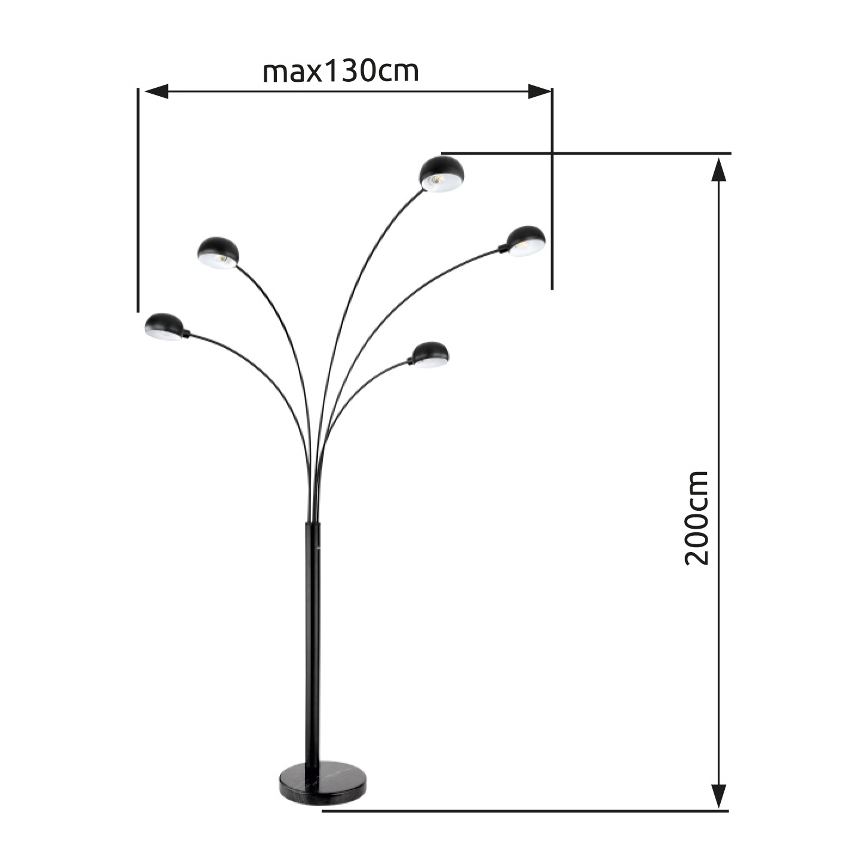 Globo - Lampadaire 5xE14/40W/230V noir
