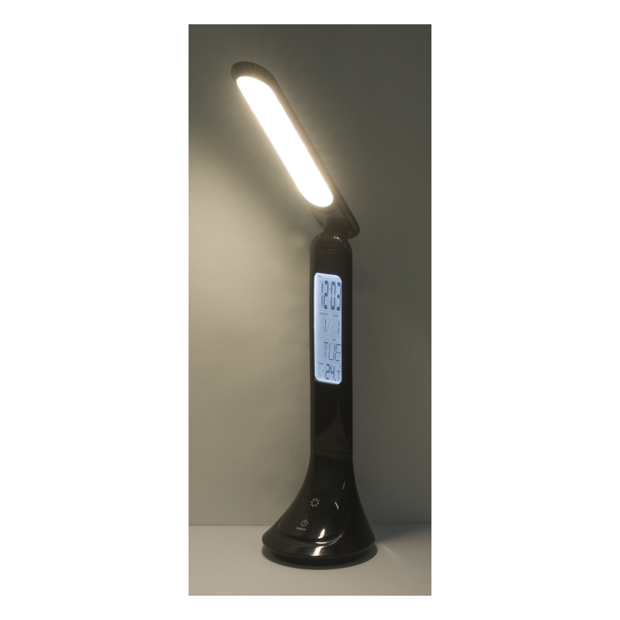 Globo - Lampe de bureau LED rechargeable dimmable avec affichage LED/4W/230V 2200 mAh noire