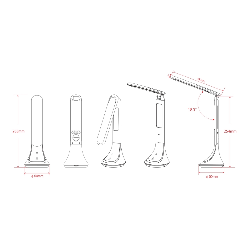 Globo - Lampe de table à intensité variable rechargeable avec un écran LED/4W/230V 2200 mAh blanc