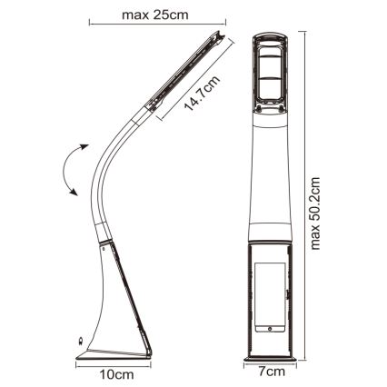 Globo - Lampe de table tactile dimmable à LED avec afficheur LED/6,5W/230V 3000/4500/5800K noire