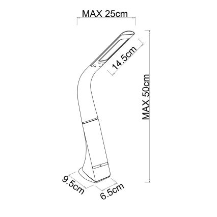 Globo - Lampe de bureau tactile rechargeable à LED, à intensité variable, 5W/5V, 2200 mAh