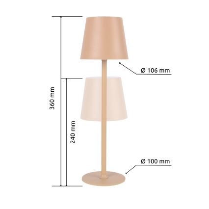 Globo - Lampe d'extérieur à intensité variable LED/3W/3,7V IP44 1800 mAh USB beige