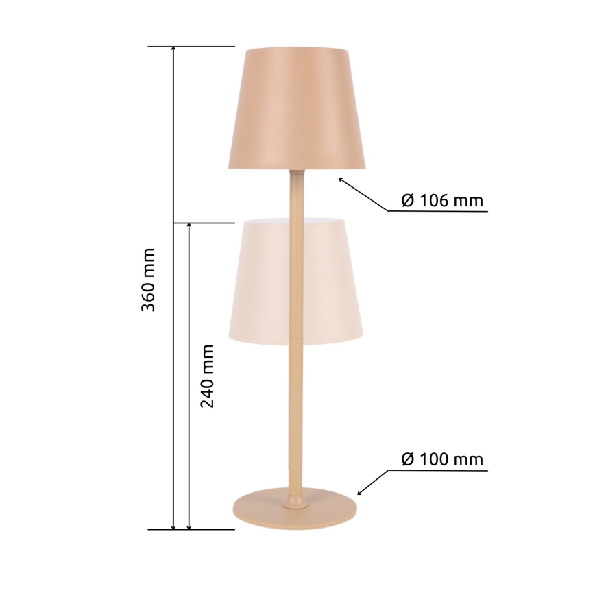 Globo - Lampe d'extérieur à intensité variable LED/3W/3,7V IP44 1800 mAh USB beige