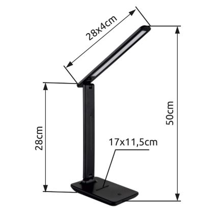 Globo - Lampe de table tactile à intensité variable LED/5W/230V 2700/4000/6500K noir