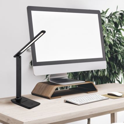 Globo - Lampe de table LED tactile, dimmable et rechargeable, 4W/5V, 2700/4000/6500K, 1800 mAh, noire