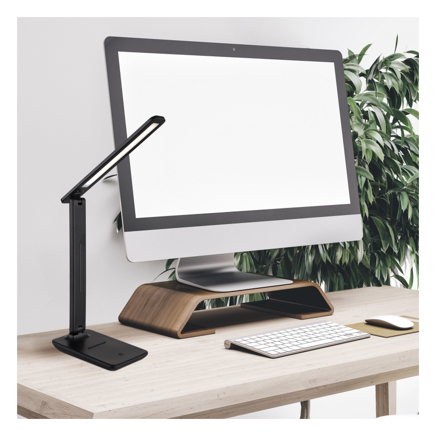 Globo - Lampe de table LED tactile, dimmable et rechargeable, 4W/5V, 2700/4000/6500K, 1800 mAh, noire