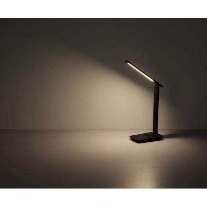 Globo - Lampe de table LED tactile, dimmable et rechargeable, 4W/5V, 2700/4000/6500K, 1800 mAh, noire