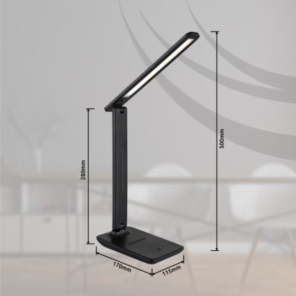 Globo - Lampe de table tactile à intensité variable rechargeable LED/5W/5V 2700/4000/6500K 1800 mAh noir