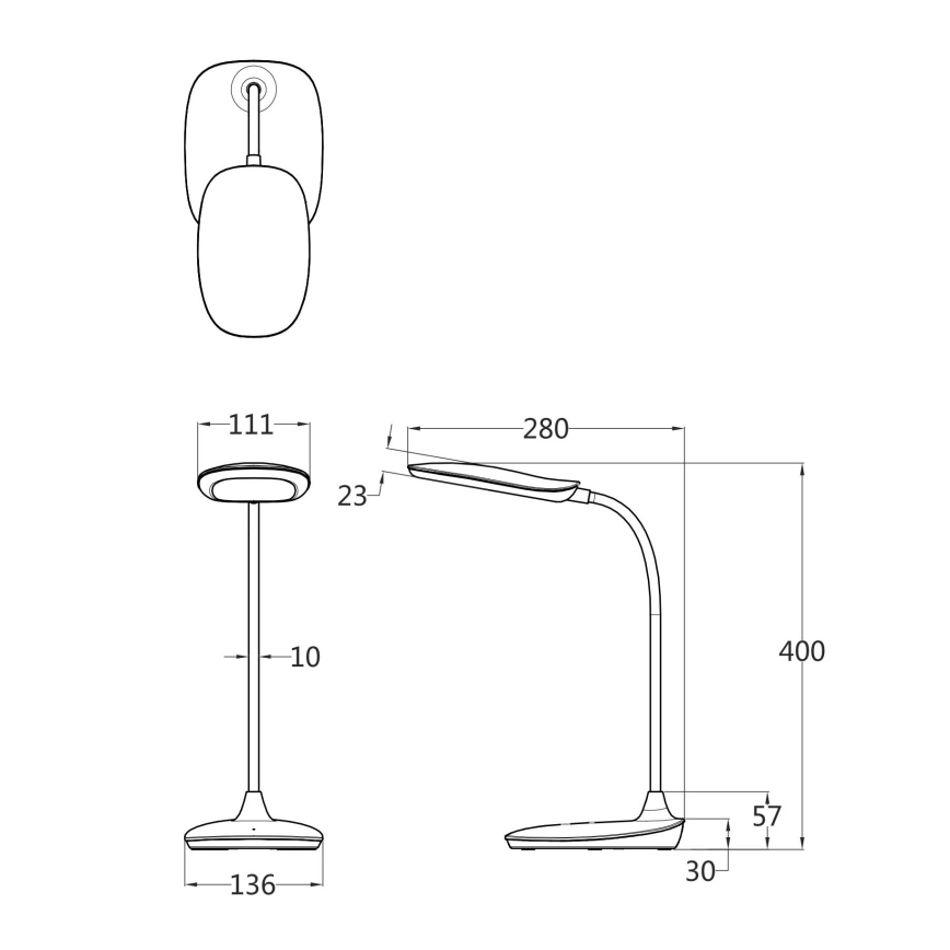 Globo - Lampe de table tactile à intensité variable LED/9W/230V 3000K/4000K/6500K CRI 90 blanc