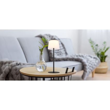 Globo - Lampe de table tactile d'extérieur à intensité variable LED/1,8W/5V IP44 1800 mAh noir/blanc
