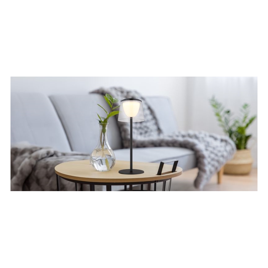 Globo - Lampe de table tactile d'extérieur à intensité variable LED/1,8W/5V IP44 1800 mAh noir/clair