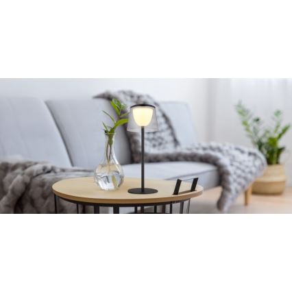 Globo - Lampe de table tactile d'extérieur à intensité variable LED/1,8W/5V IP44 1800 mAh noir/smoky