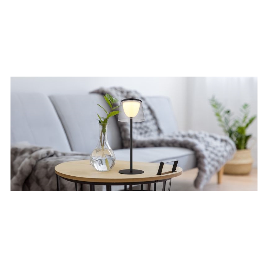 Globo - Lampe de table tactile d'extérieur à intensité variable LED/1,8W/5V IP44 1800 mAh noir/smoky