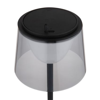 Globo - Lampe de table tactile d'extérieur à intensité variable LED/1,8W/5V IP44 1800 mAh noir/smoky
