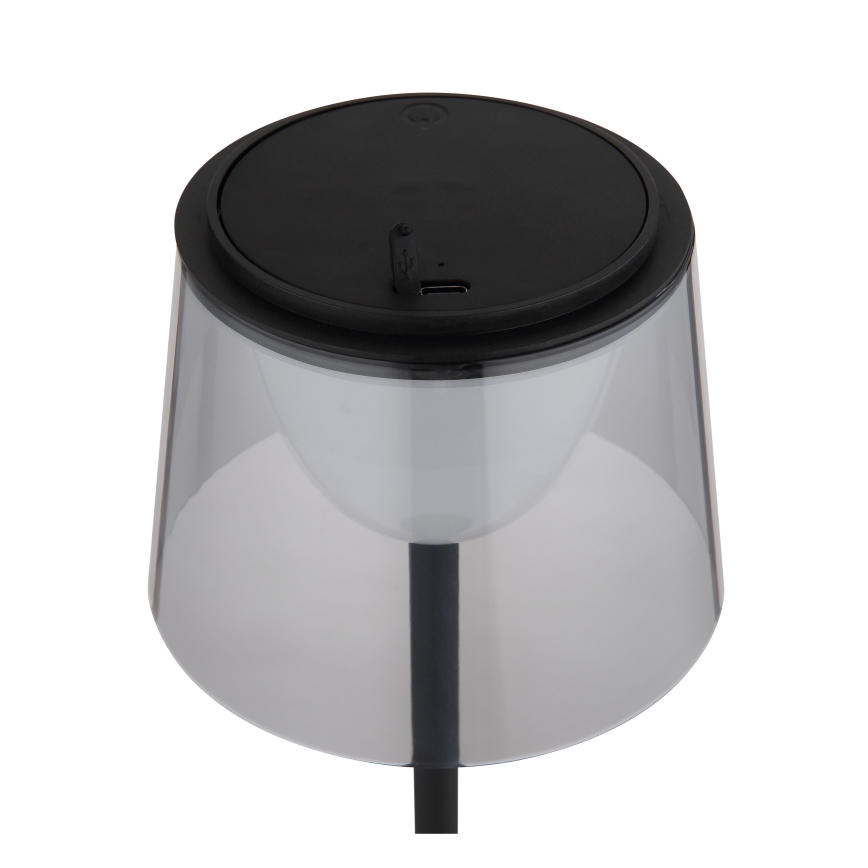 Globo - Lampe de table tactile d'extérieur à intensité variable LED/1,8W/5V IP44 1800 mAh noir/smoky