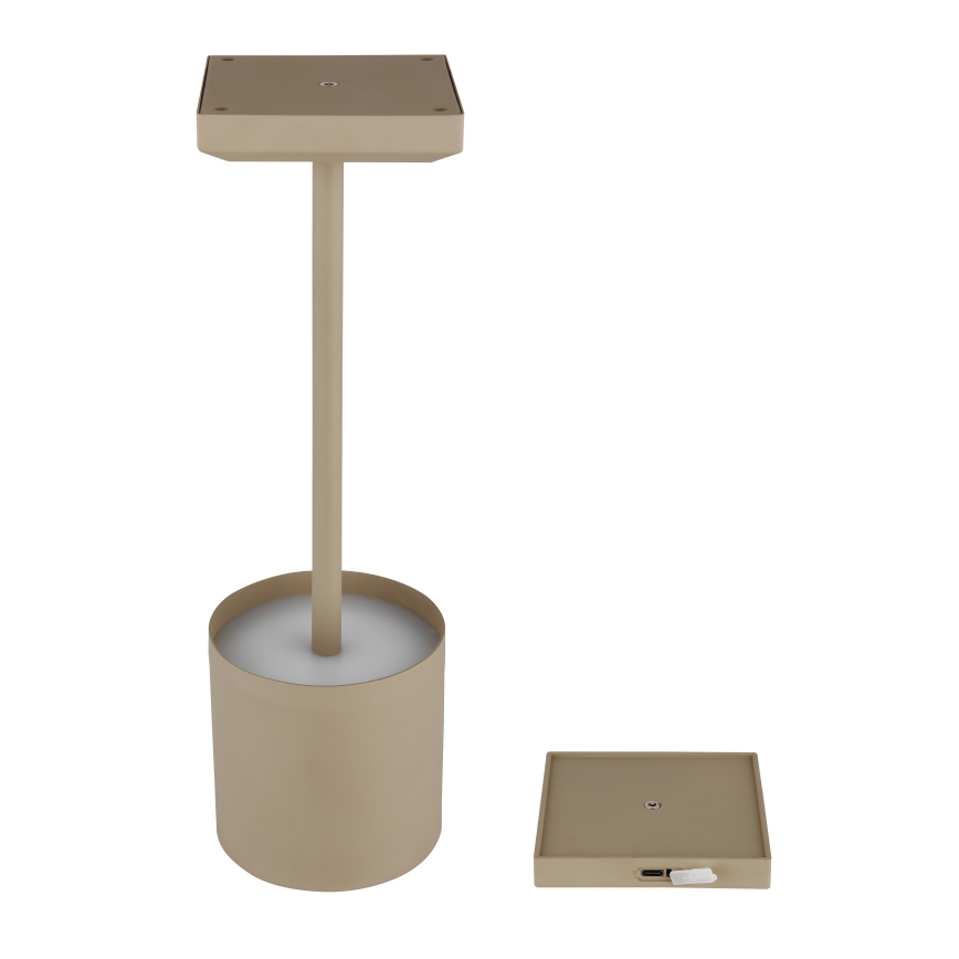 Globo - Lampe de table LED rechargeable à commande tactile et à intensité variable, 1,5 W / 5 V, 2200 mAh, beige