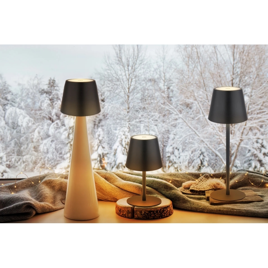 Globo - Lampe de table d'extérieur rechargeable tactile et à intensité réglable 3 en 1 LED/3W/5V 3000/4000/5000K IP54 1800 mAh noire