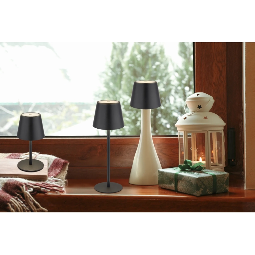 Globo - Lampe de table d'extérieur rechargeable tactile et à intensité réglable 3 en 1 LED/3W/5V 3000/4000/5000K IP54 1800 mAh noire