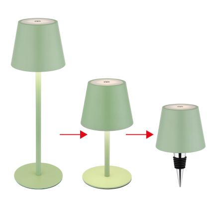 Globo - Lampe de table d'extérieur rechargeable 3 en 1, à intensité réglable et à commande tactile LED/3W/5V 3000/4000/5000K IP54 1800 mAh verte