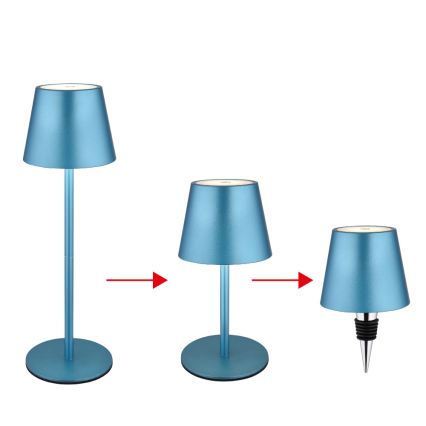 Globo - Lampe de table d'extérieur LED 3 en 1 tactile et dimmable, rechargeable, LED/3W/5V, 3000/4000/5000K, IP54, 1800 mAh, bleue