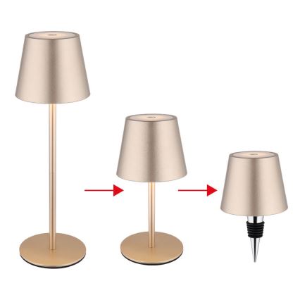Globo - Lampe de table d'extérieur LED rechargeable tactile et dimmable 3 en 1 LED/3W/5V 3000/4000/5000K IP54 1800 mAh laiton