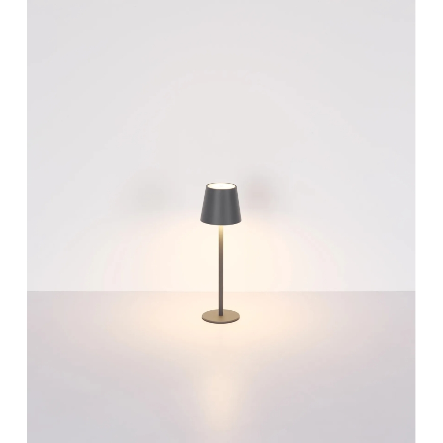 Globo - Lampe de table d'extérieur LED rechargeable 3 en 1, tactile et à intensité variable, LED/3W/5V, 3000/4000/5000K, IP54, 1800 mAh, gris