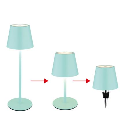 Globo - Lampe de table d'extérieur LED tactile, rechargeable et dimmable 3 en 1, 3W/5V, 3000/4000/5000K, IP54, batterie 1800 mAh, vert menthe