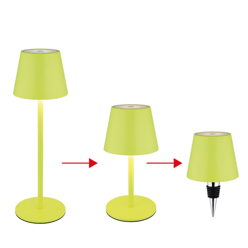 Globo - Lampe de table d'extérieur LED dimmable à commande tactile rechargeable 3 en 1 LED/3W/5V 3000/4000/5000K IP54 1800 mAh verte