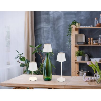 Globo - Lampe de table LED d'extérieur tactile et dimmable, rechargeable 3 en 1 LED/3W/5V 3000/4000/5000K IP54 1800 mAh blanche