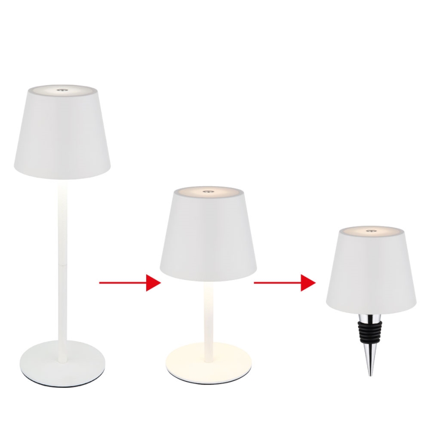Globo - Lampe de table LED d'extérieur tactile et dimmable, rechargeable 3 en 1 LED/3W/5V 3000/4000/5000K IP54 1800 mAh blanche
