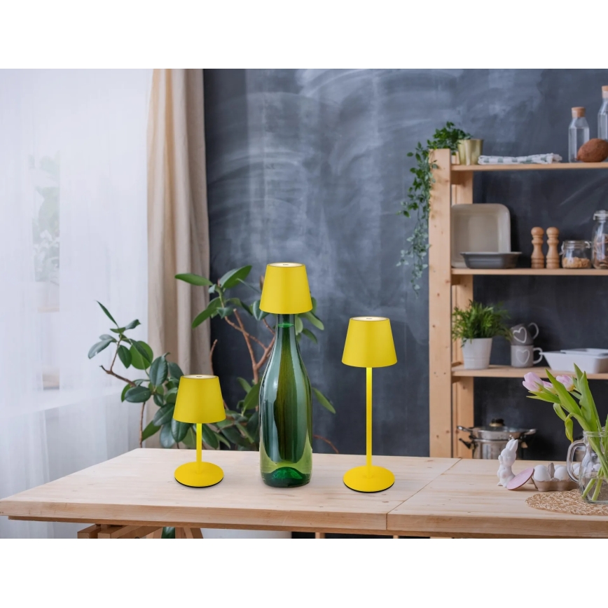 Globo - Lampe de table d'extérieur LED tactile et dimmable, rechargeable 3 en 1 LED/3W/5V 3000/4000/5000K IP54 1800 mAh jaune