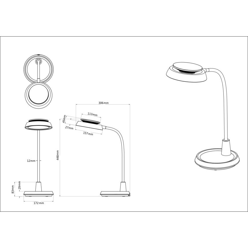 Globo - Lampe de table tactile dimmable LED/12W/230V 3000/4000/6500K noire