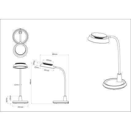 Globo - Lampe de table tactile dimmable LED/12W/230V 3000/4000/6500K blanche