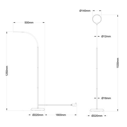Globo - Lampadaire tactile dimmable à LED LED/8W/230V 2700K/4000K/6500K noir