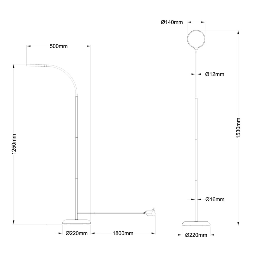Globo - Lampadaire tactile dimmable à LED LED/8W/230V 2700K/4000K/6500K noir