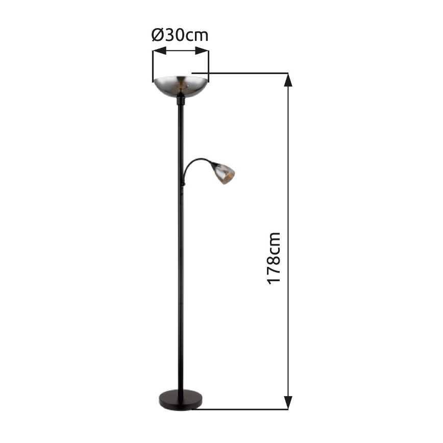 Globo - Lampadaire 1xE27/60W/230V + 1xE14/40W