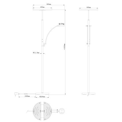 Globo - Lampadaire LED dimmable LED/40W/230V + LED/5,5W 2700/4000/6000K chrome mat