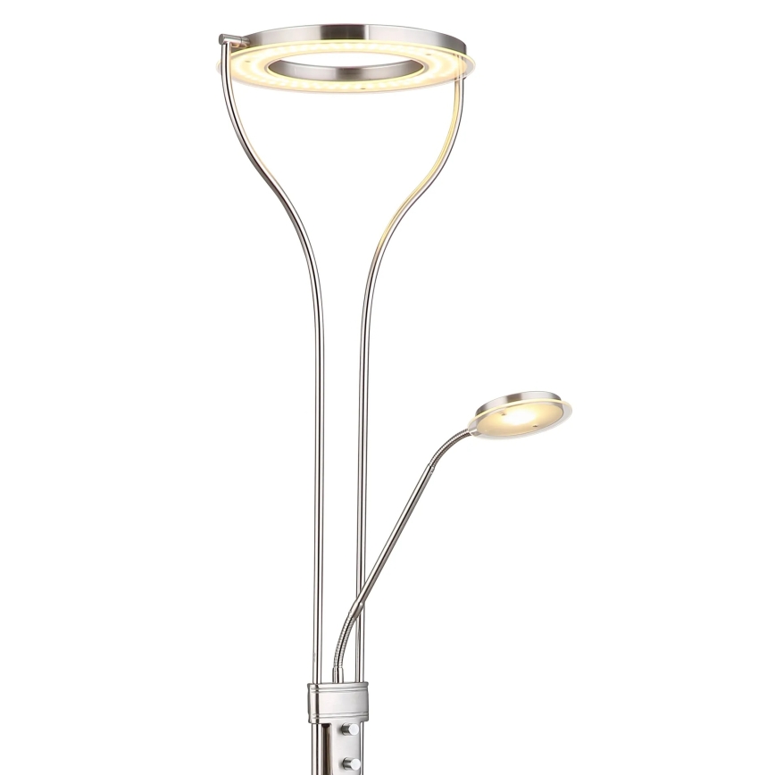Globo - Lampadaire dimmable LED 20W/230V + LED 4W 3000K, chrome mat