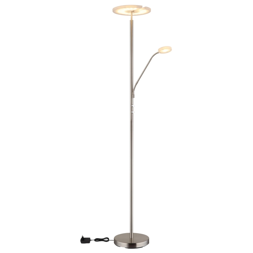 Globo - Lampadaire LED dimmable LED/28W/230V + LED/5W 3000K chrome brillant