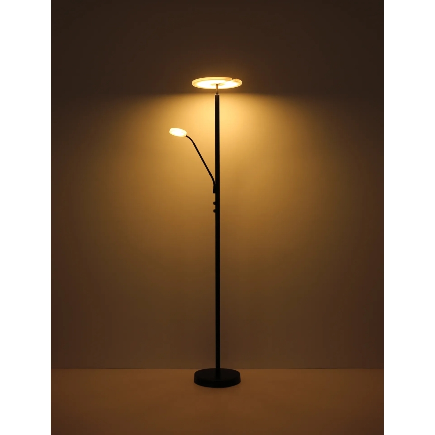 Globo - Lampadaire sur pied LED dimmable LED/28W/230V + LED/5W 3000K noir