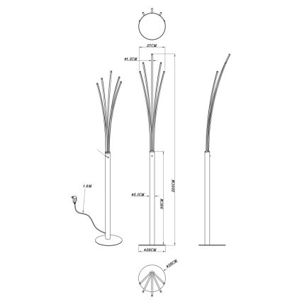 Globo - Lampadaire sur pied tactile dimmable LED/36W/230V, noir