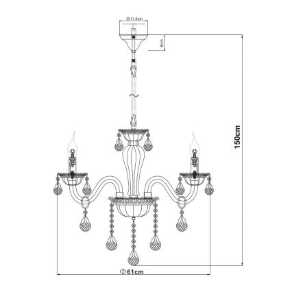 Globo 64118-3 - Lustre avec chaîne TEEJAY 3xE14/40W/230V