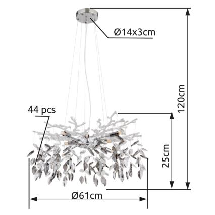 Globo - Suspension filaire 8xG9/8W/230V d. 61 cm chrome brillant