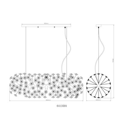 Globo - Suspension LED sur câble 12xG9/3,5W/230V dorée