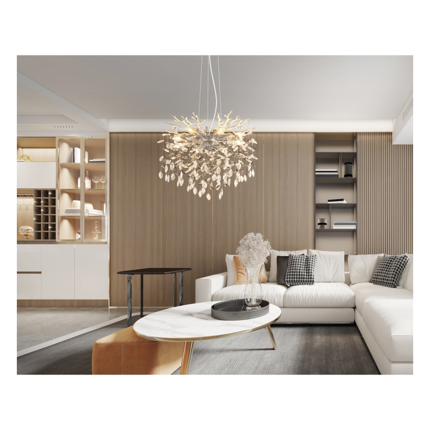 Globo - Suspension sur câble 8xE14/40W/230V argentée