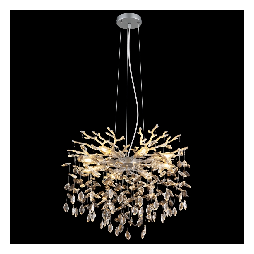 Globo - Suspension sur câble 8xE14/40W/230V argentée