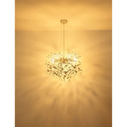 Globo - Suspension sur câble 8xE14/40W/230V argentée